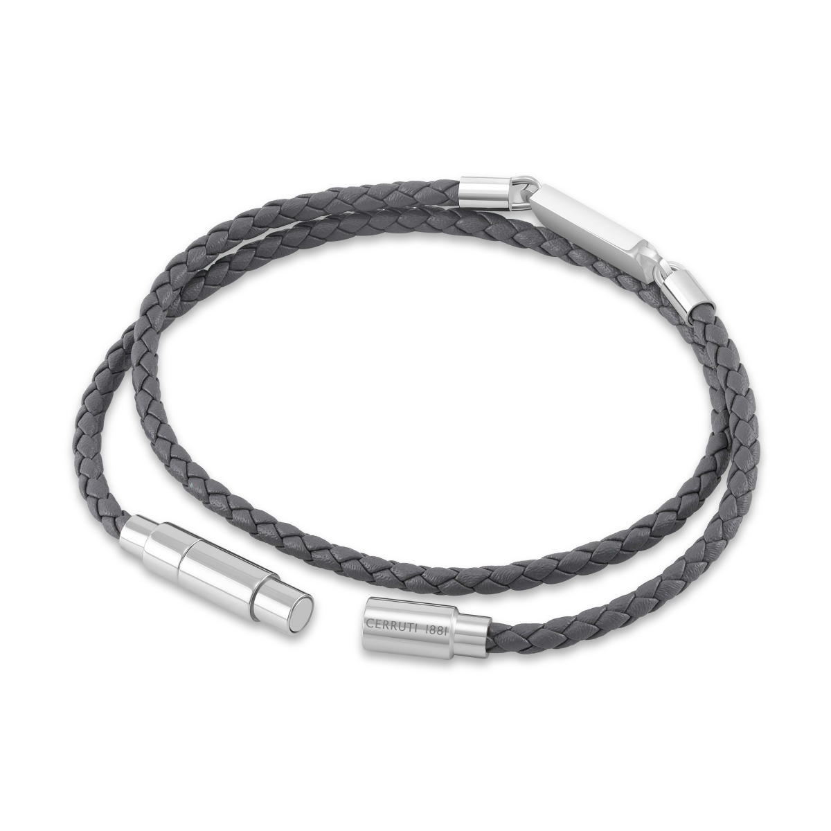 Cerruti 1881 Emiliano Grey Double Braided Leather Bracelet