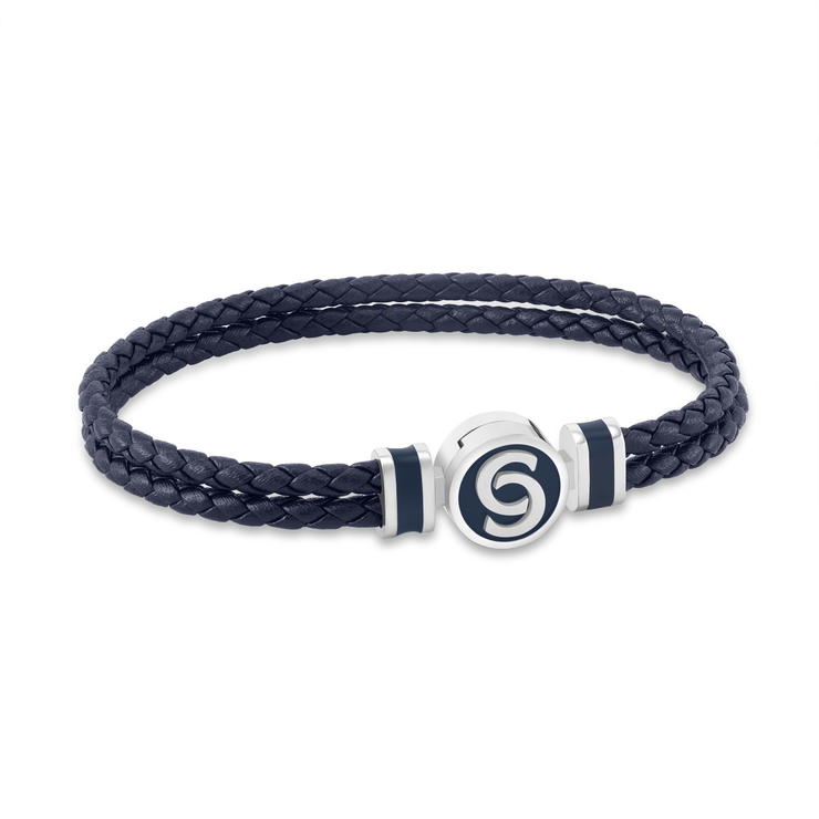 Cerruti 1881 Daniele Navy Blue Braided Leather Bracelet