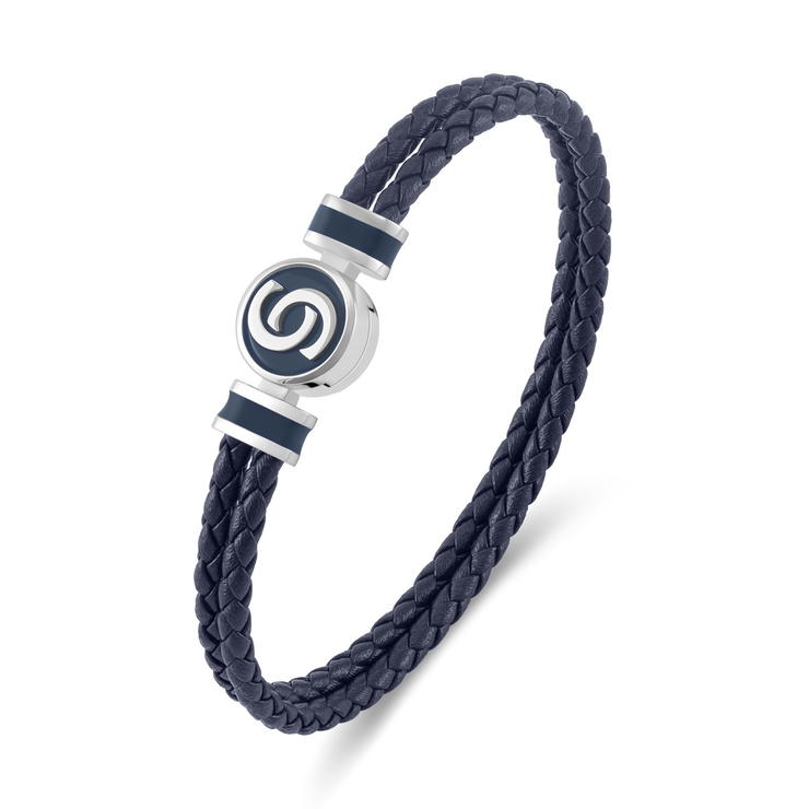 Cerruti 1881 Daniele Navy Blue Braided Leather Bracelet