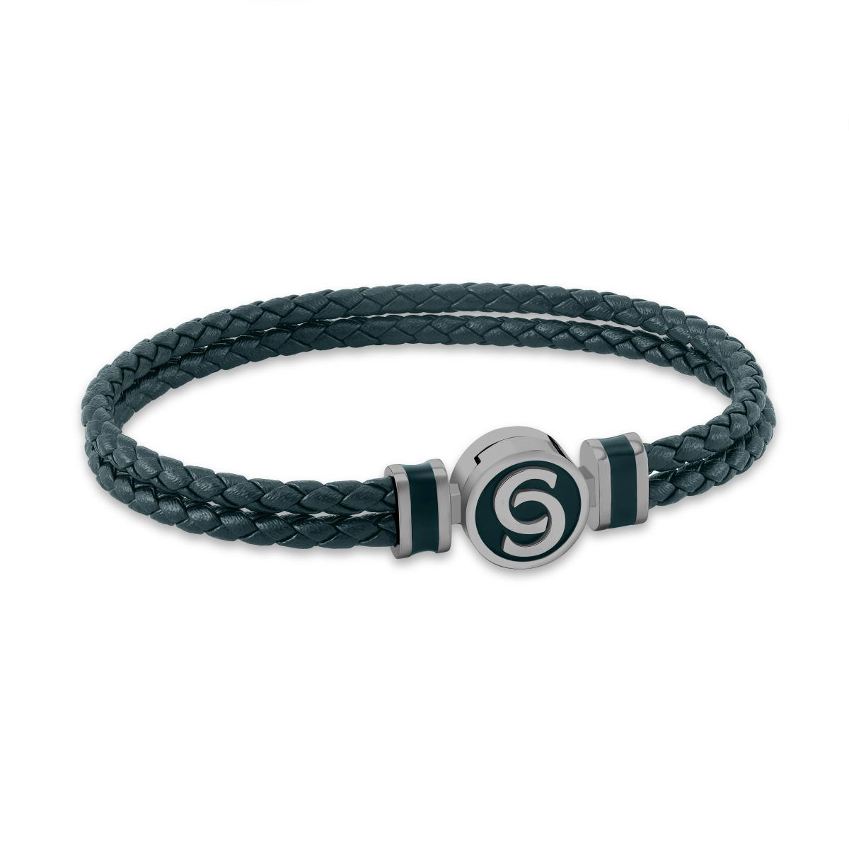 Cerruti 1881 Daniele Green Braided Leather Bracelet