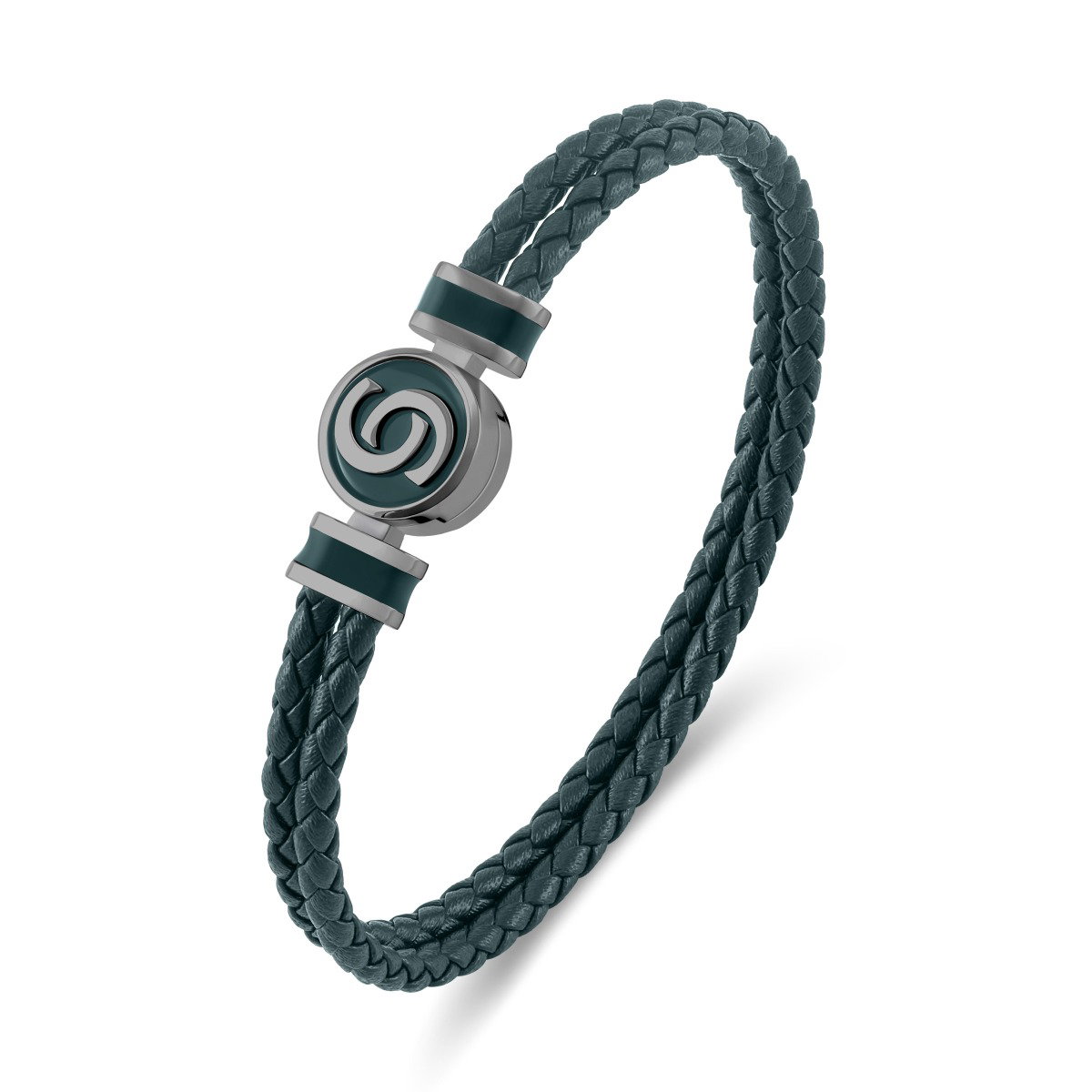 Cerruti 1881 Daniele Green Braided Leather Bracelet