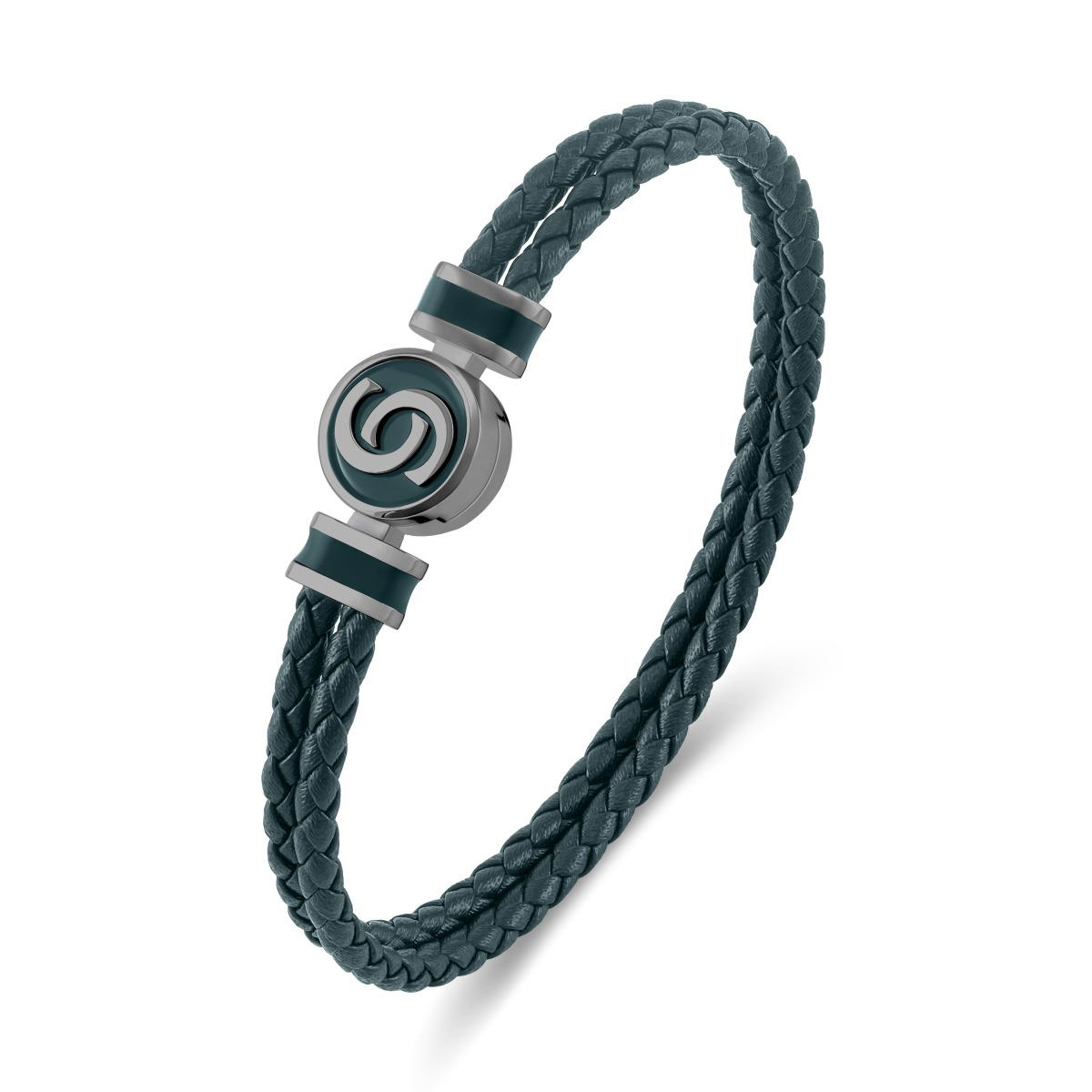 Cerruti 1881 Daniele Green Braided Leather Bracelet