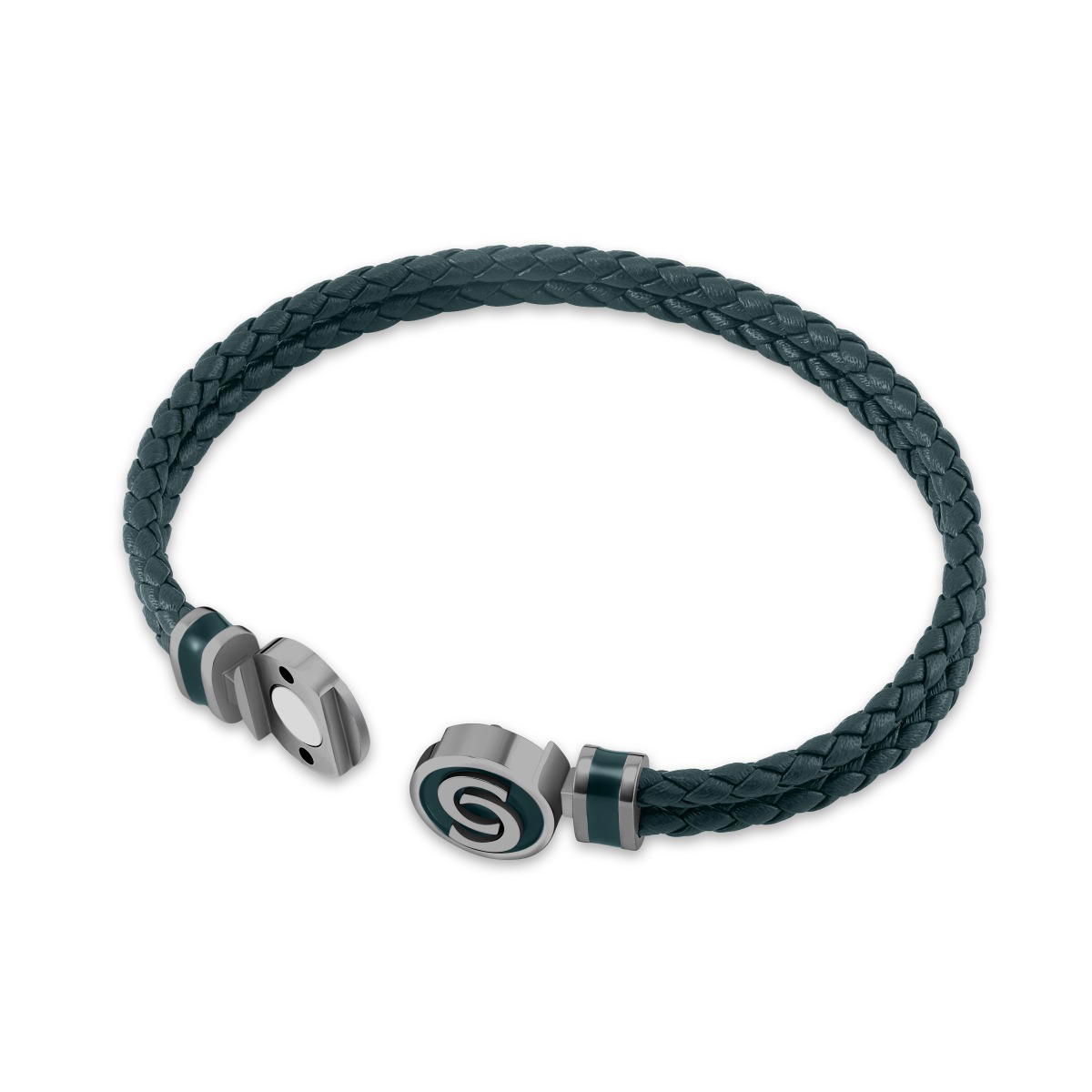 Cerruti 1881 Daniele Green Braided Leather Bracelet
