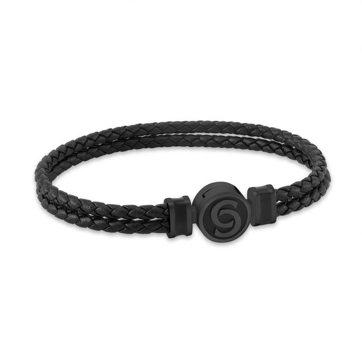 Cerruti 1881 Daniele Matte Black Leather Bracelet for Men