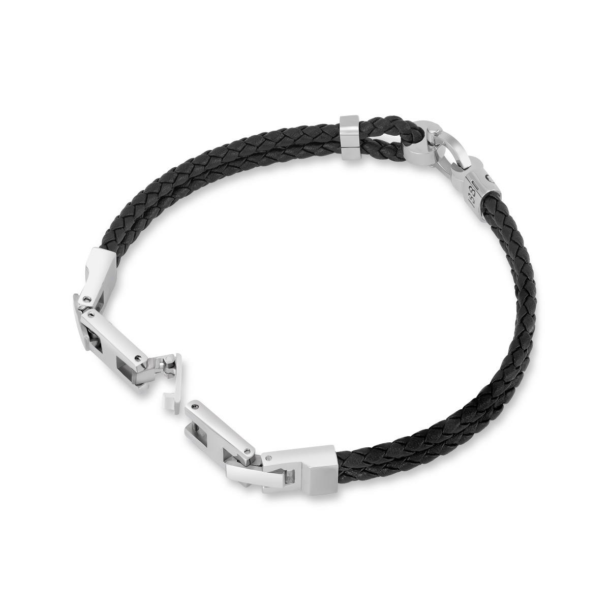 Cerruti 1881 Federico Black Braided Leather Bracelet for Men