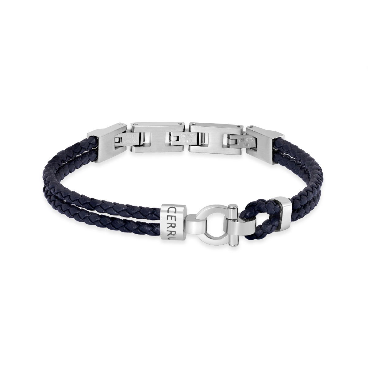 Cerruti 1881 Federico Navy Blue Braided Leather Bracelet