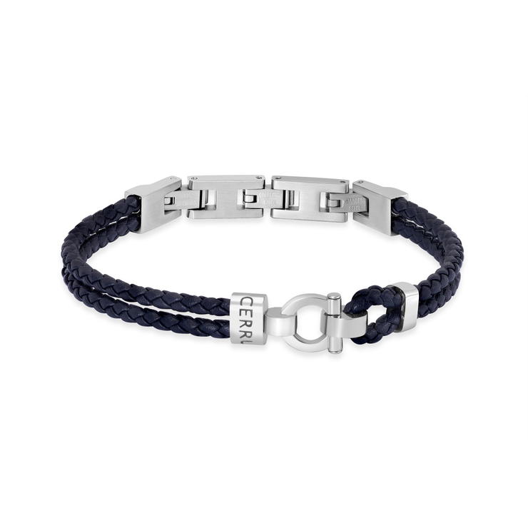 Cerruti 1881 Federico Navy Blue Braided Leather Bracelet