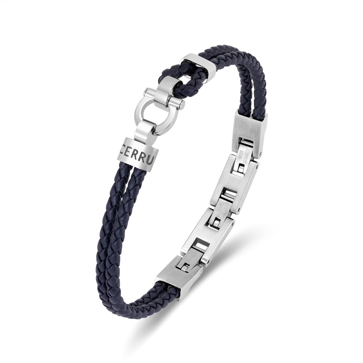 Cerruti 1881 Federico Navy Blue Braided Leather Bracelet