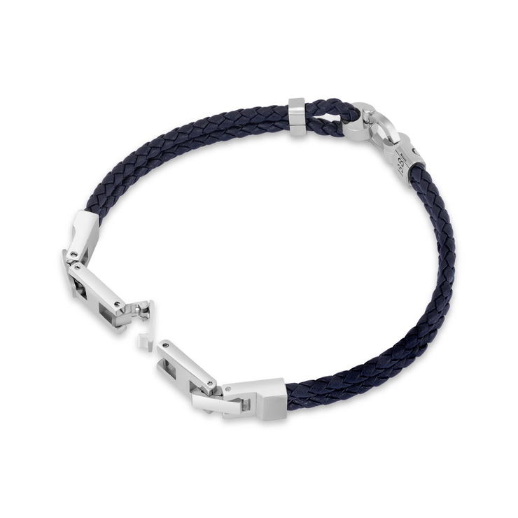 Cerruti 1881 Federico Navy Blue Braided Leather Bracelet