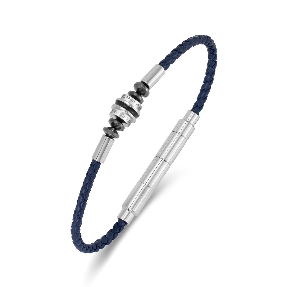 Cerruti 1881 Leonardo Blue Braided Leather Bracelet for Men