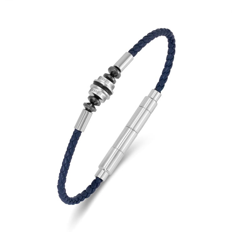 Cerruti 1881 Leonardo Blue Braided Leather Bracelet for Men