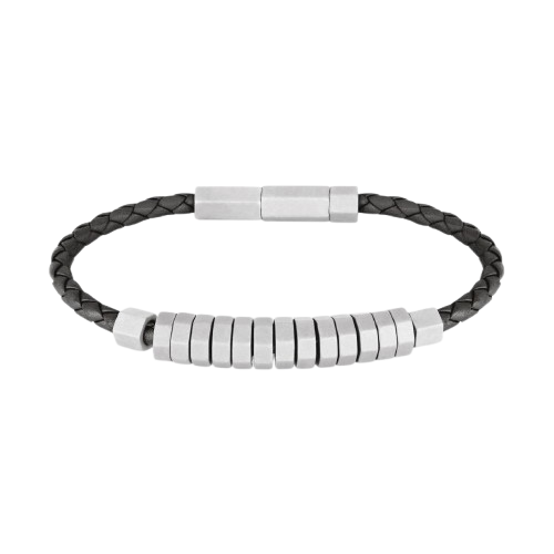 Cerruti 1881 ARENA bracelet silver with black leather