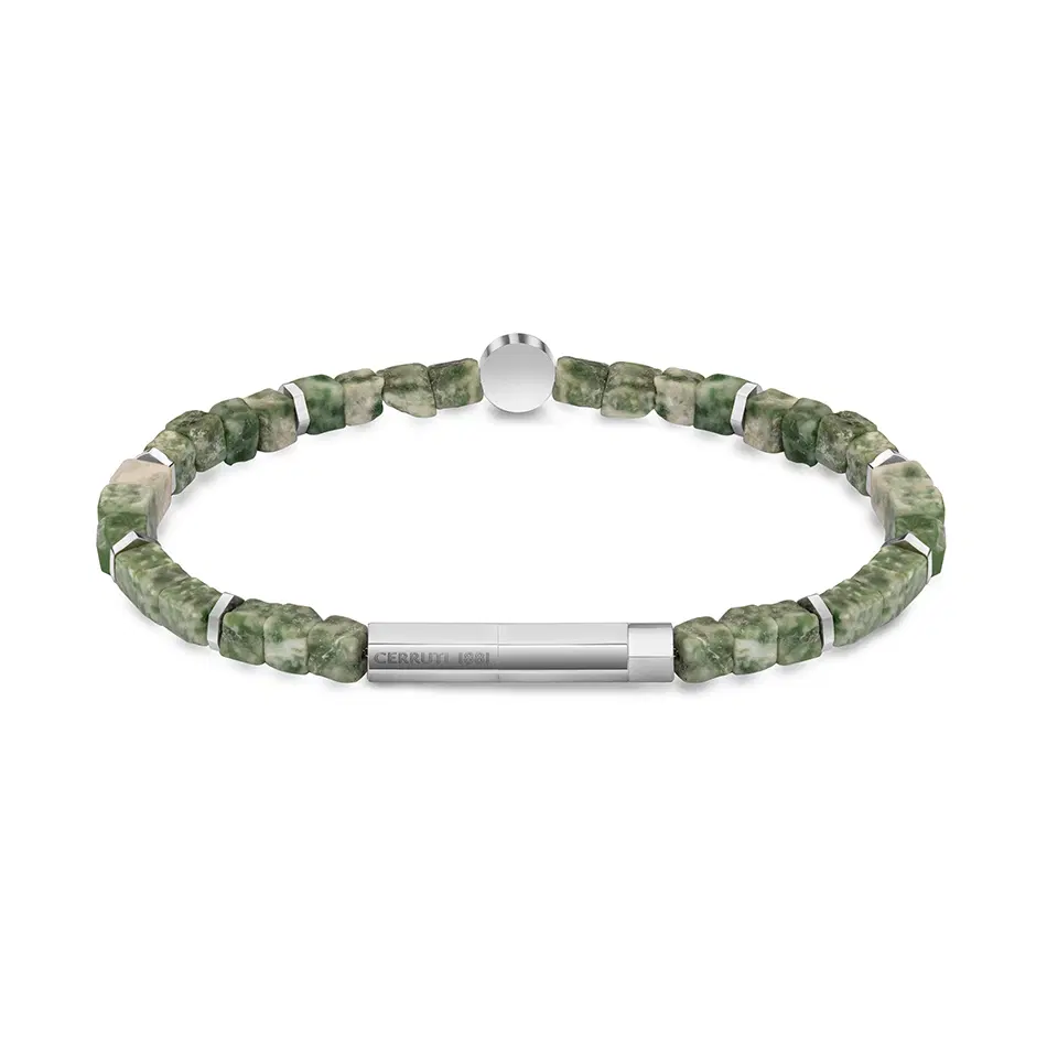 Cerruti 1881 bracelet for men silver with green beads