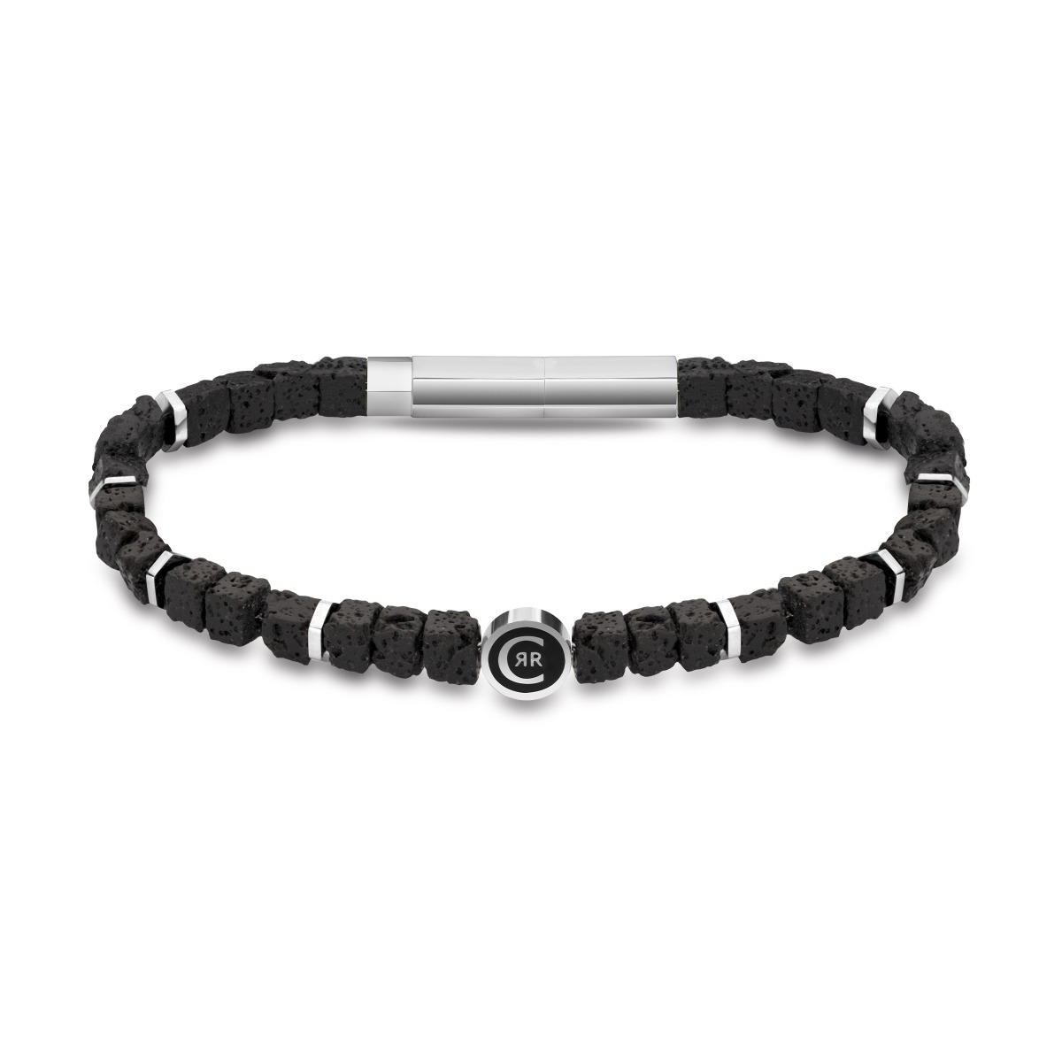 Cerruti 1881 bracelet for men silver with black beads