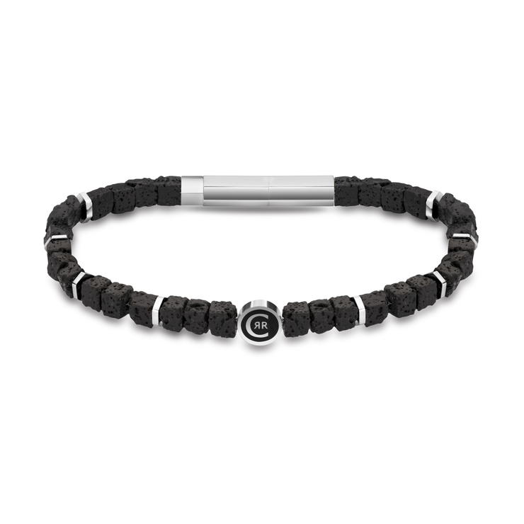 Cerruti 1881 bracelet for men silver with black beads