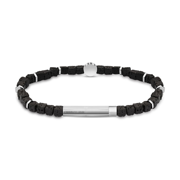 Cerruti 1881 bracelet for men silver with black beads
