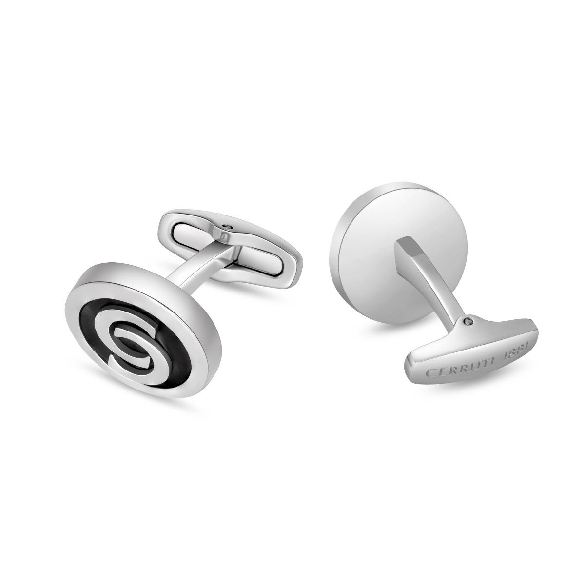 Cerruti 1881 Orlando Men Steel Cufflinks Silver and Black