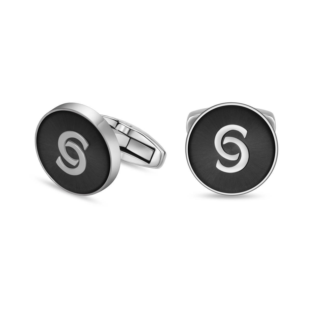 Cerruti 1881 Double C Logo Men Cufflinks Black - Silver
