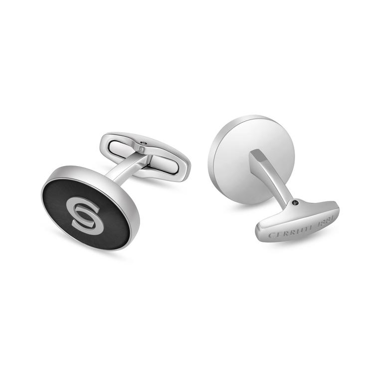 Cerruti 1881 Double C Logo Men Cufflinks Black - Silver