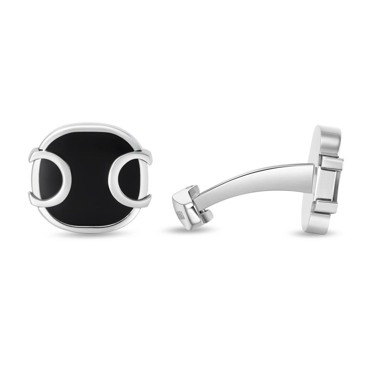 Cerruti 1881 Bernardo Black and Silver Men's Cufflinks