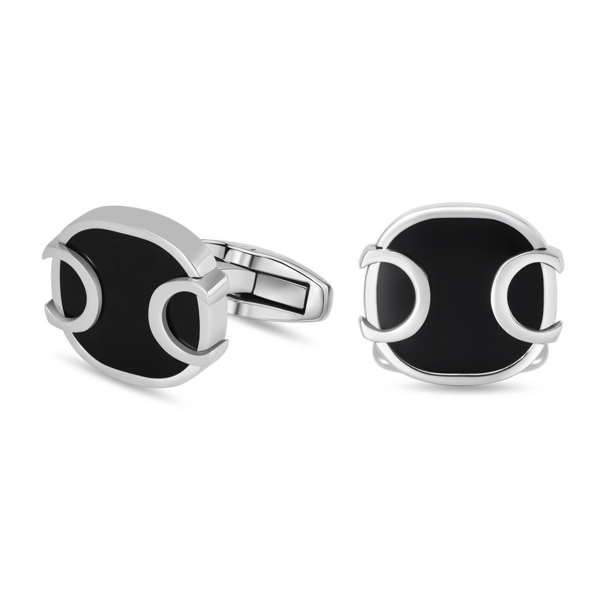 Cerruti 1881 Bernardo Black and Silver Men's Cufflinks