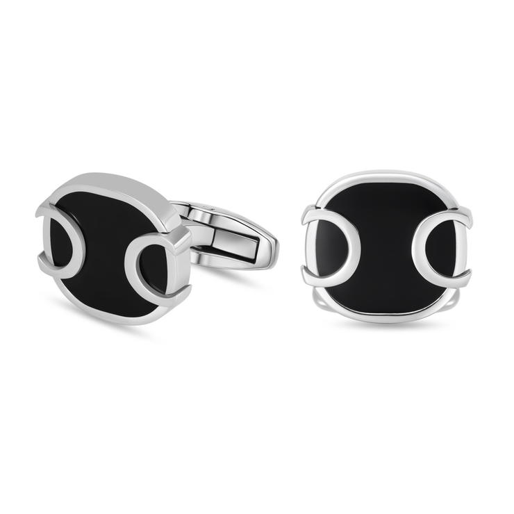 Cerruti 1881 Bernardo Black and Silver Men's Cufflinks