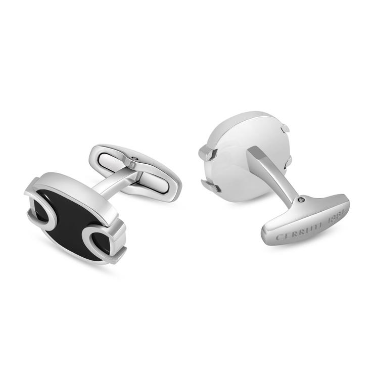 Cerruti 1881 Bernardo Black and Silver Men's Cufflinks