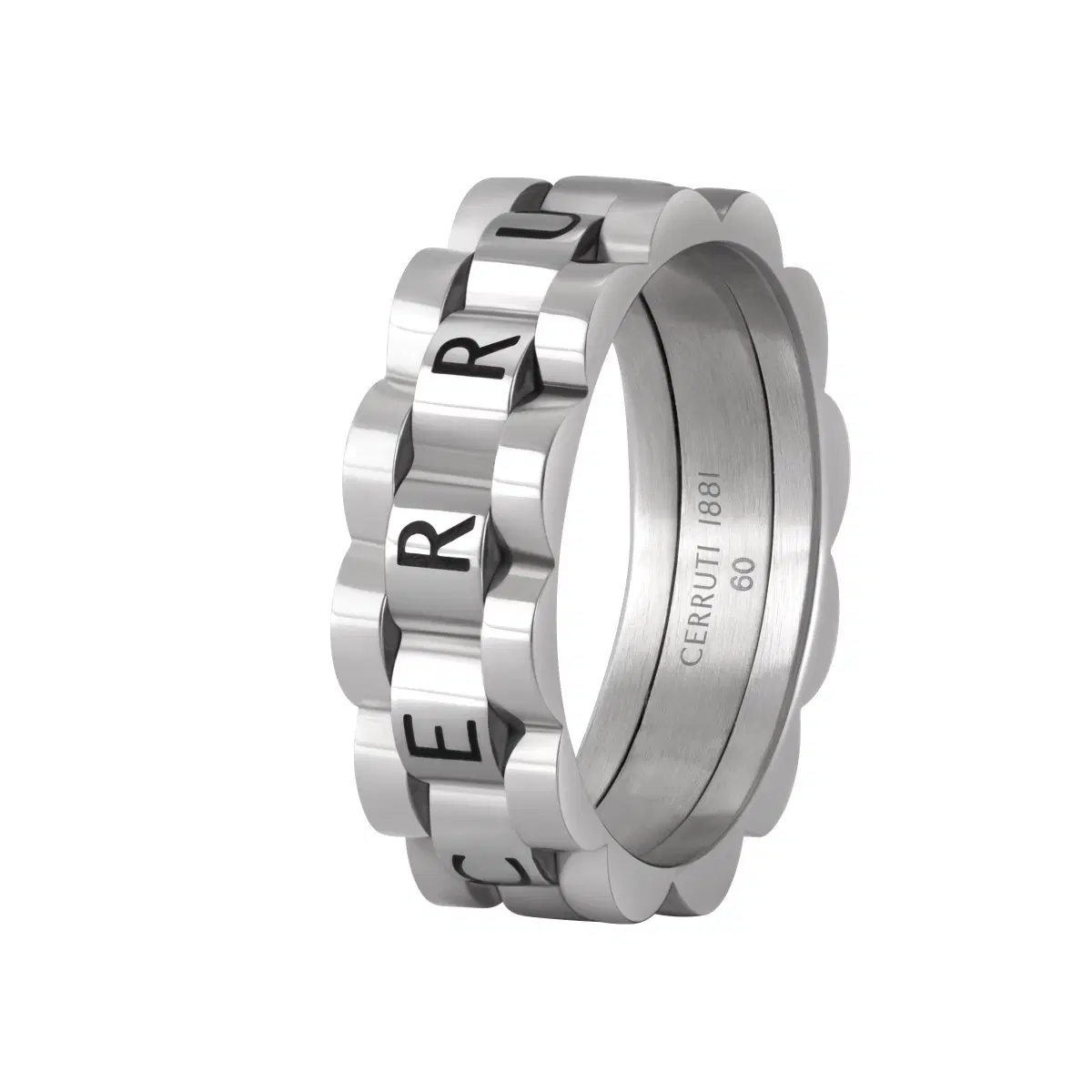 Cerruti 1881 Paolo Ring for Men Silver Steel Size 60