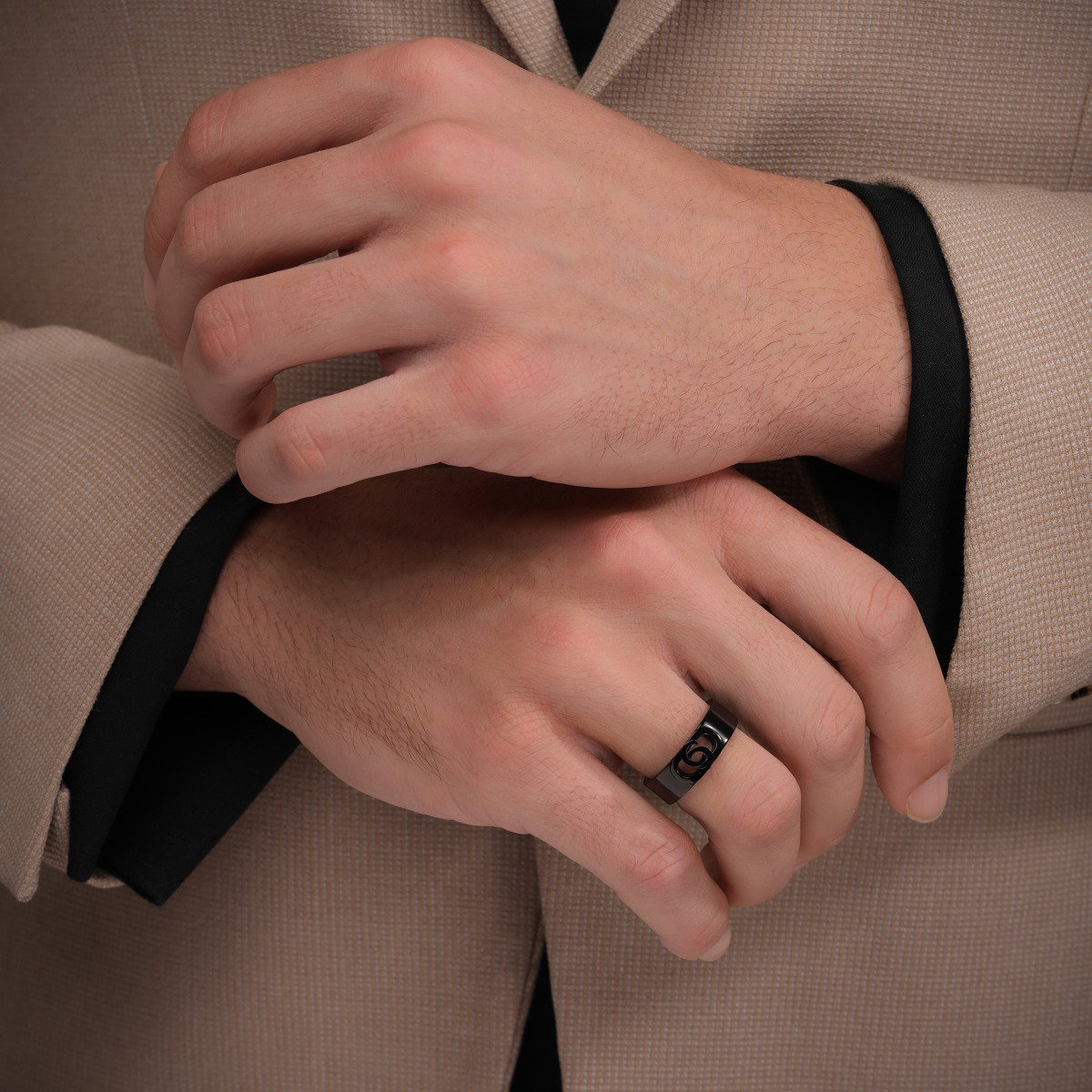 Cerruti 1881 Logo Ring for men Black Steel Size 60