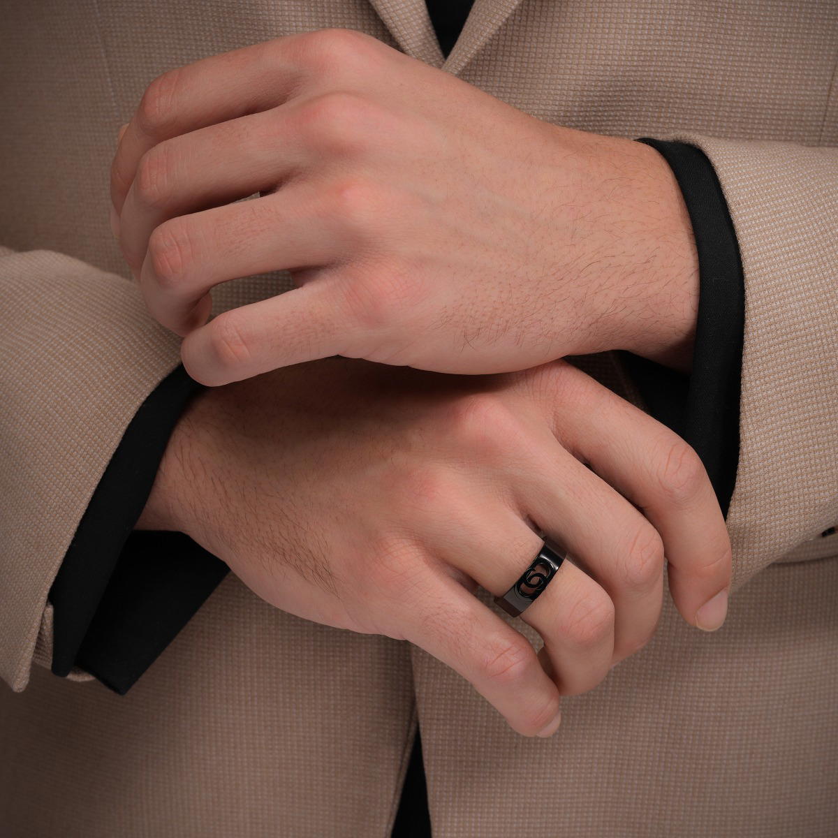 Cerruti 1881 Logo Ring for men Black Steel Size 60