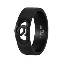 خاتم شيروتى 1881 بشعار العلامة رجالي أسود ستيل مقاس 60