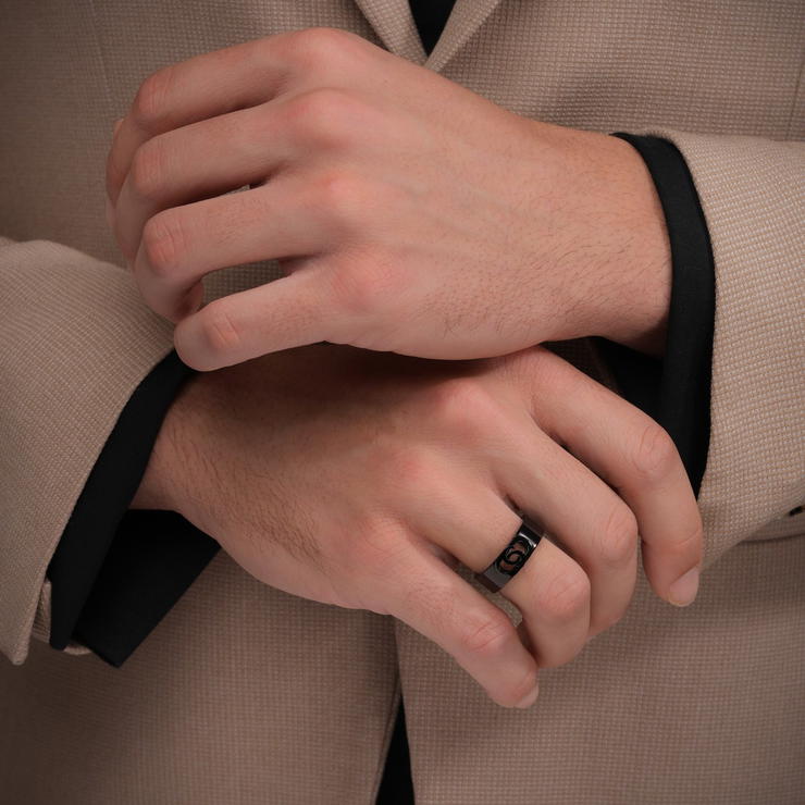 Cerruti 1881 Logo Ring for men Black Steel Size 62