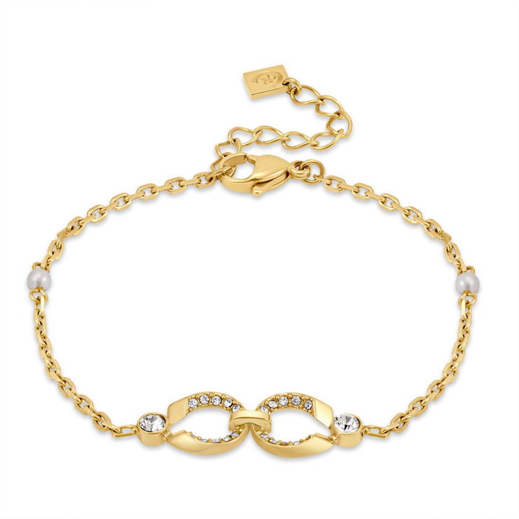 Cerruti 1881 Celeste Gold Crystal Double Circle Bracelet