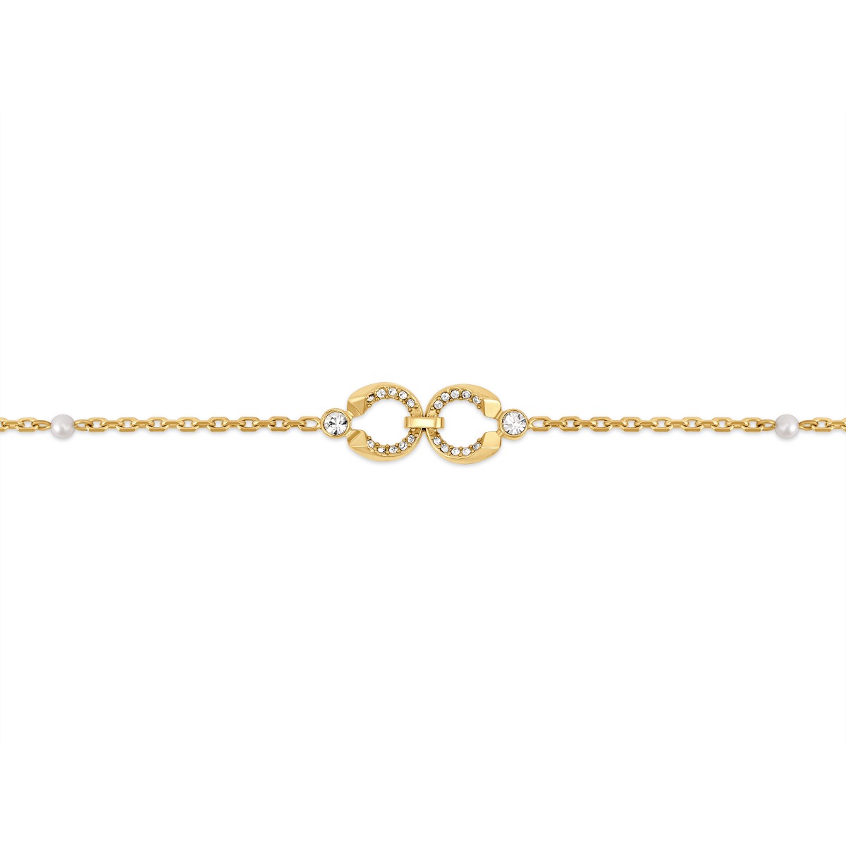 Cerruti 1881 Celeste Gold Crystal Double Circle Bracelet