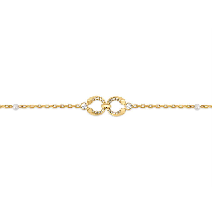 Cerruti 1881 Celeste Gold Crystal Double Circle Bracelet