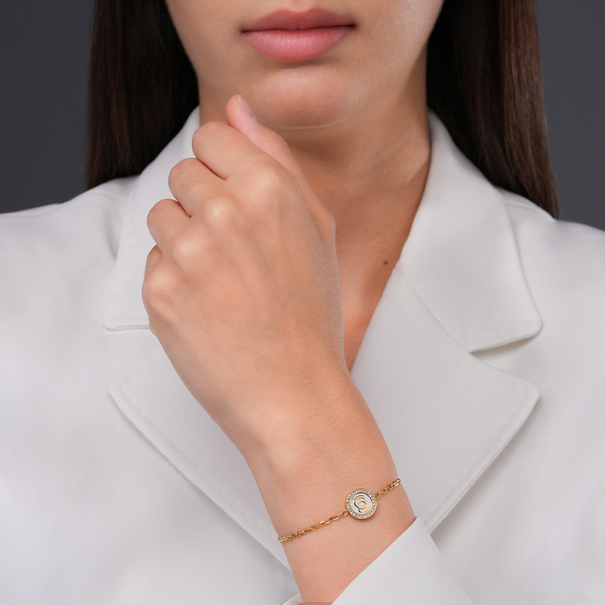 Cerruti 1881 NOEMI Double Round Logo Ladies Bracelet Gold 
