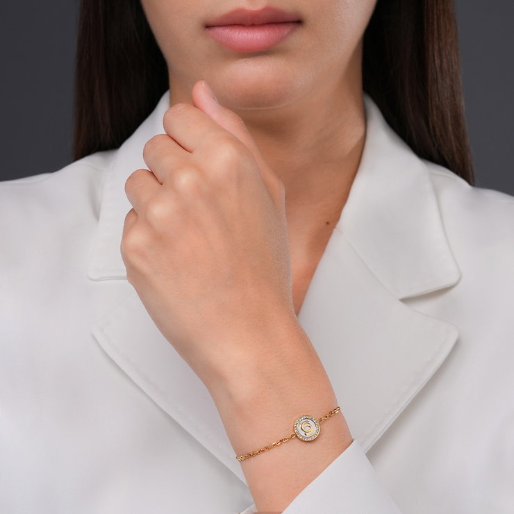 Cerruti 1881 NOEMI Double Round Logo Ladies Bracelet Gold