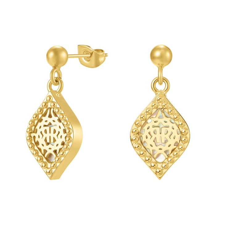 Cerruti 1881 Gold Plated Drop Earrings with Filigree Design
