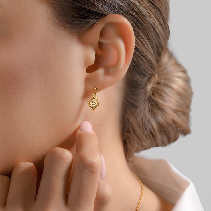 Cerruti 1881 Gold Plated Drop Earrings with Filigree Design