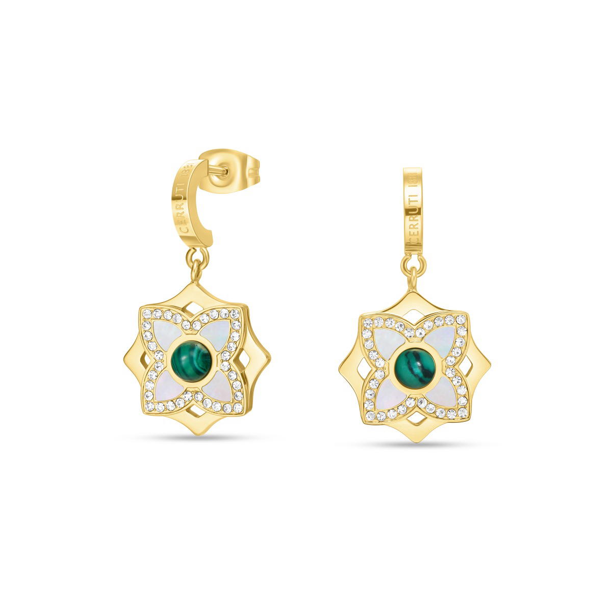 Cerruti 1881 Gold-Plated Earrings with Malachite