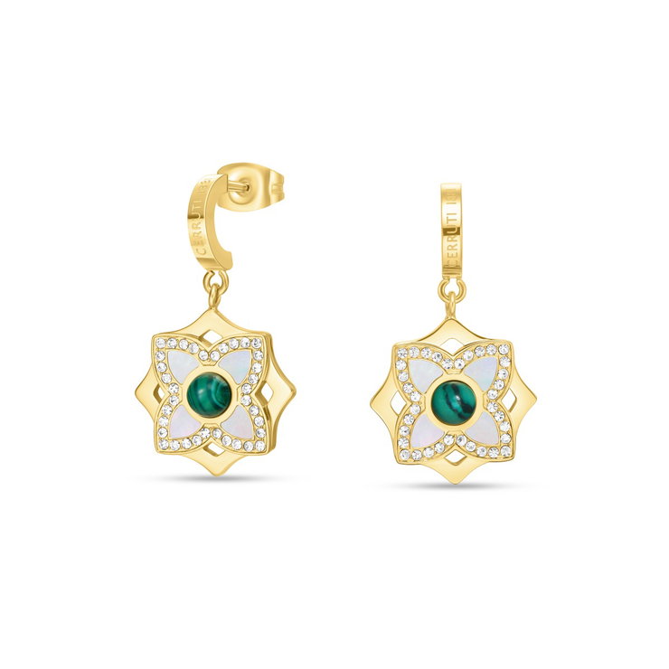 Cerruti 1881 Gold-Plated Earrings with Malachite