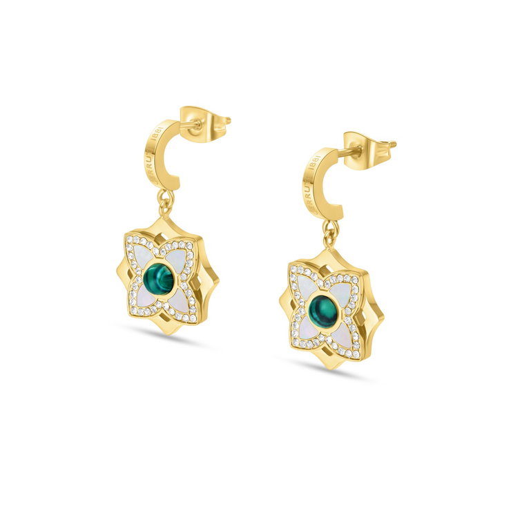 Cerruti 1881 Gold-Plated Earrings with Malachite
