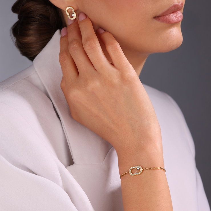 Cerruti 1881 Gold-Plated Infinity Earrings with Zircon Accents