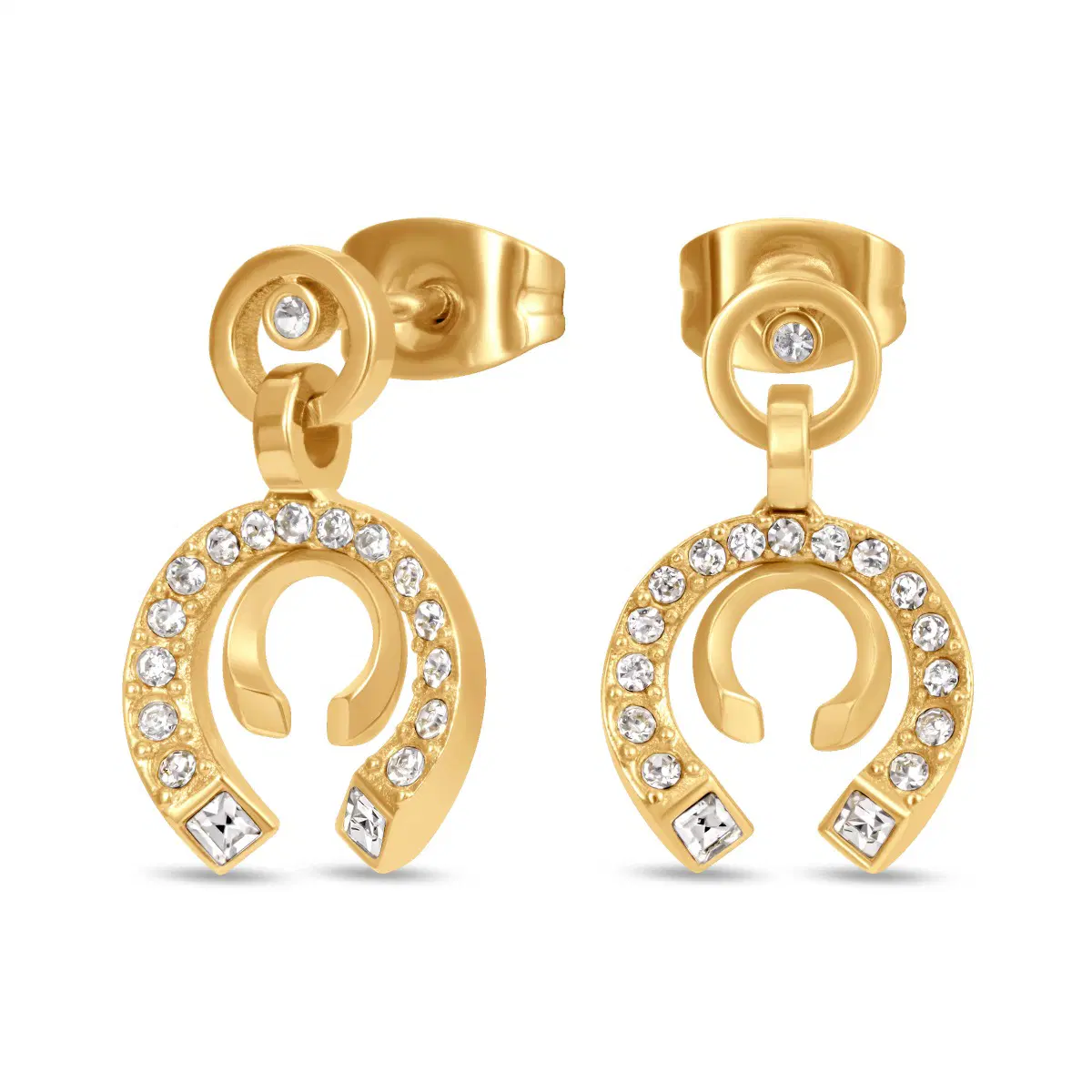 Cerruti 1881 Amalia Gold Crystal Horseshoe Earrings 