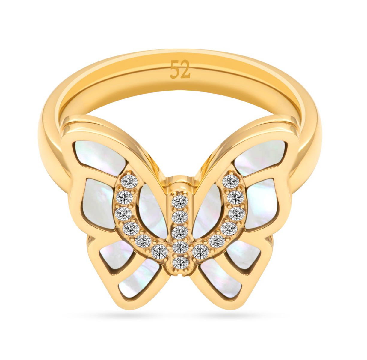 Cerruti 1881 BUTTERFLY ladies ring steel gold with MOP size 52