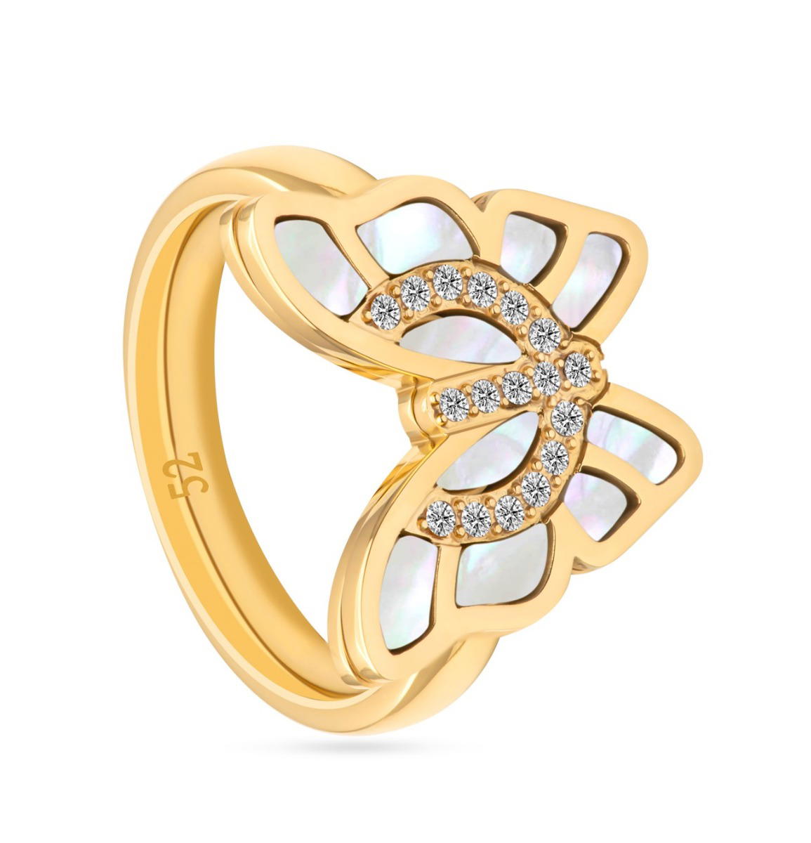 Cerruti 1881 BUTTERFLY ladies ring steel gold with MOP size 52