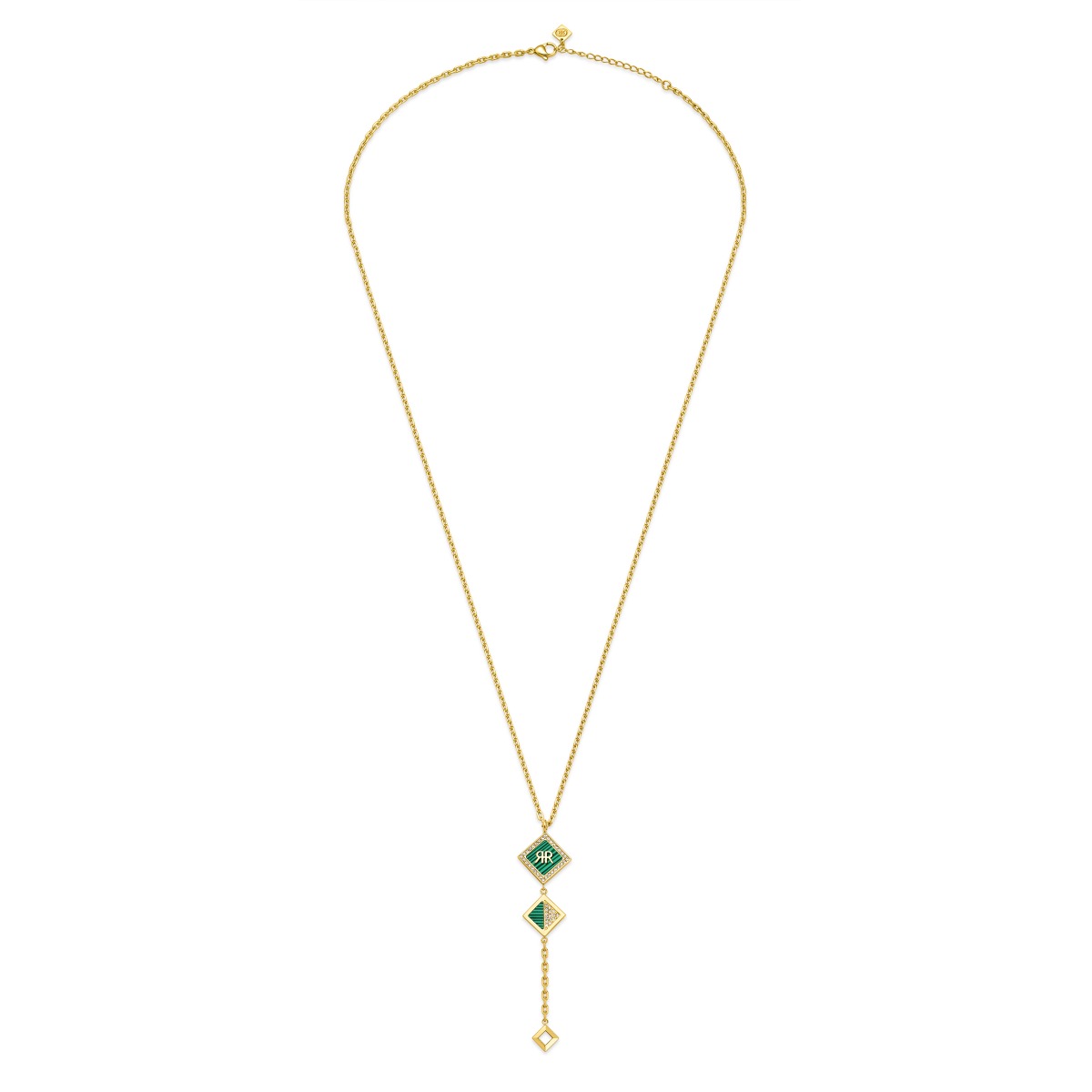 CERRUTI 1881 Elegant Green Enamel Lariat Necklace 