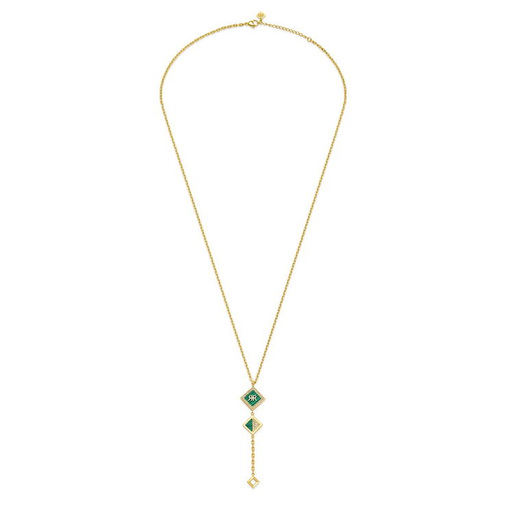 CERRUTI 1881 Elegant Green Enamel Lariat Necklace 