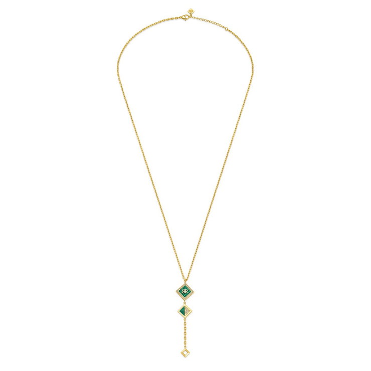 CERRUTI 1881 Elegant Green Enamel Lariat Necklace