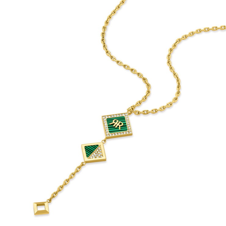 CERRUTI 1881 Elegant Green Enamel Lariat Necklace